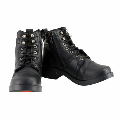 Milwaukee Leather MBK9255 Boys Black Lace-Up Boots with Side Zipper Entry