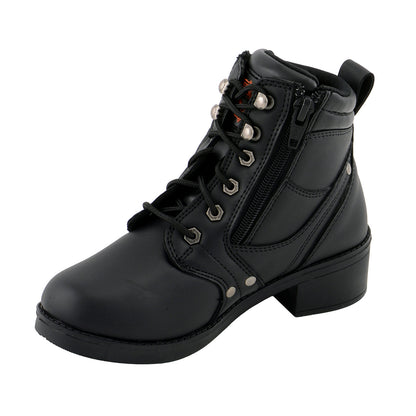 Milwaukee Leather MBK9265 Boys Black Lace-Up Boots with Side Zipper Entry