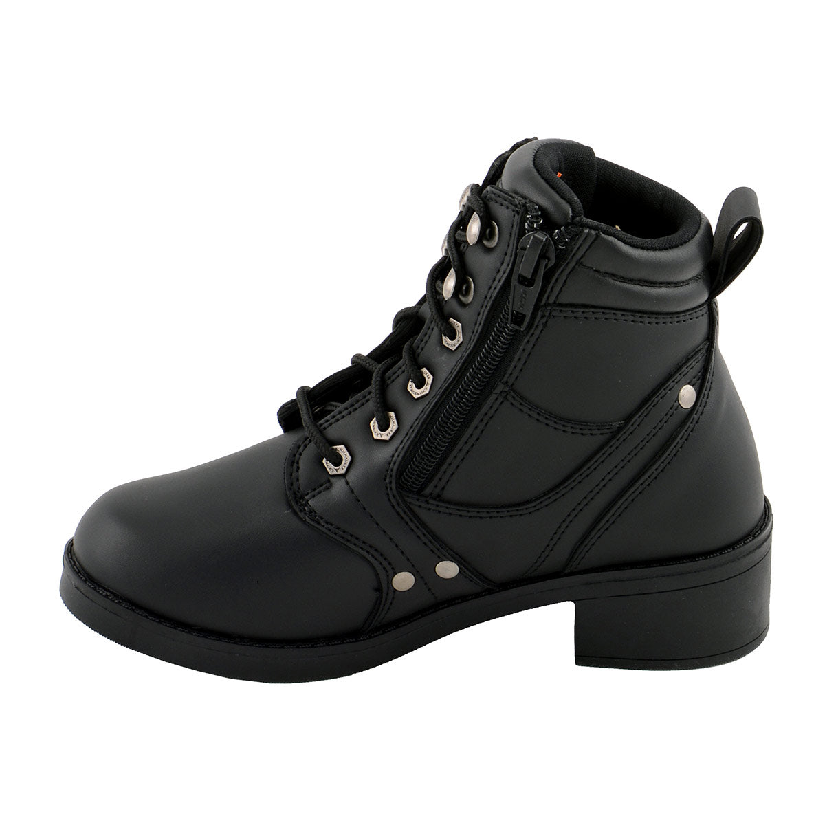 Milwaukee Leather MBK9265 Boys Black Lace-Up Boots with Side Zipper Entry