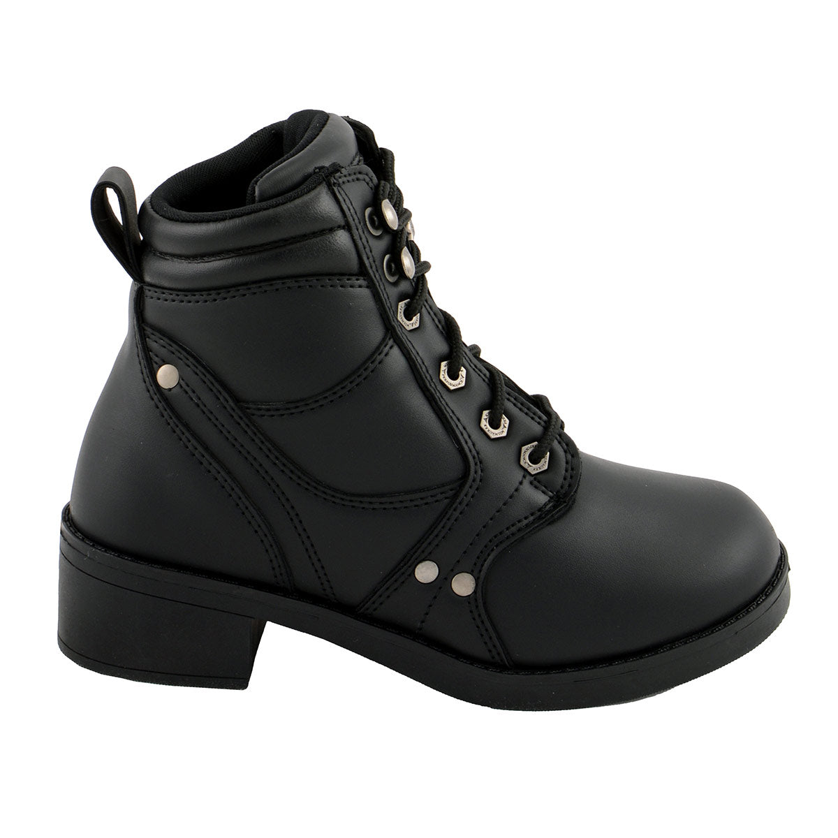 Milwaukee Leather MBK9265 Boys Black Lace-Up Boots with Side Zipper Entry