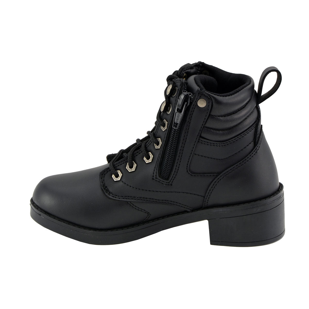 Milwaukee Leather MBK9275 Boys Black Lace-Up Boots with Side Zipper Entry