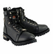 Milwaukee Leather MBL200 Women's Black Leather Lace-Up Motorcycle RiderBoots w/Side Zipper