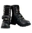Milwaukee Leather MBL201 Women's Black Leather Lace-Up Motorcycle Rider Boots w/ Buckles
