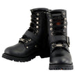 Milwaukee Leather MBL201 Women's Black Leather Lace-Up Motorcycle Rider Boots w/ Buckles