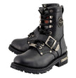 Milwaukee Leather MBL201 Women's Black Leather Lace-Up Motorcycle Rider Boots w/ Buckles