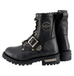 Milwaukee Leather MBL201 Women's Black Leather Lace-Up Motorcycle Rider Boots w/ Buckles