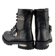 Milwaukee Leather MBL201 Women's Black Leather Lace-Up Motorcycle Rider Boots w/ Buckles