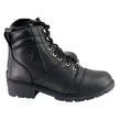 Milwaukee Leather Women's Black Leather Lace-Up Motorcycle Rider Boots with Side Zipper MBL9300