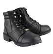 Milwaukee Leather Women's Black Leather Lace-Up Motorcycle Rider Boots with Side Zipper MBL9300