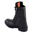 Milwaukee Leather MBL9301 Women's Black Leather Lace-Up Motorcycle Biker Riding Boots with Side Zipper Entry