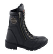 Milwaukee Leather MBL9301 Women's Black Leather Lace-Up Motorcycle Biker Riding Boots with Side Zipper Entry