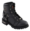 Milwaukee Leather Women's Black Leather 8-Inch Lace-Up Motorcycle Harness Boots with Side Zipper MBL9302