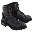 Milwaukee Leather Women's Black Leather 8-Inch Lace-Up Motorcycle Harness Boots with Side Zipper MBL9302