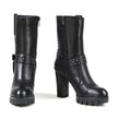 Milwaukee Leather MBL9303 Women's Classic Black Leather Casual Fashion Boots with Block Heel