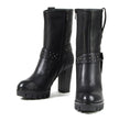 Milwaukee Leather MBL9303 Women's Classic Black Leather Casual Fashion Boots with Block Heel