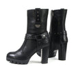 Milwaukee Leather MBL9303 Women's Classic Black Leather Casual Fashion Boots with Block Heel