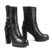 Milwaukee Leather MBL9303 Women's Classic Black Leather Casual Fashion Boots with Block Heel