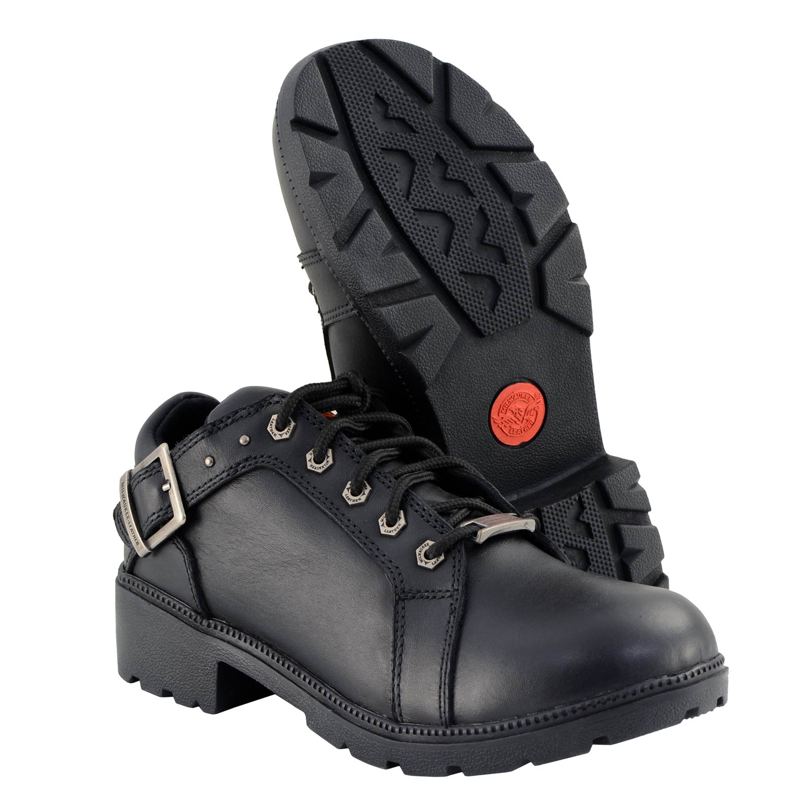 Milwaukee Leather MBL9311 Women's Black Leather Lace-Up Motorcycle Riding Shoes with Anti-Slip Outsole - 7.5 Milwaukee Leather MBL9311 Women's Black Leather Lace-Up Motorcycle Riding Shoes with Anti-Slip Outsole - 7.5