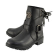 Milwaukee Leather MBL9313 Women's Black Leather Harness Zip-Up Motorcycle Rider Boots w/ Back Laces