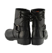 Milwaukee Leather MBL9313 Women's Black Leather Harness Zip-Up Motorcycle Rider Boots w/ Back Laces
