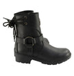 Milwaukee Leather MBL9313 Women's Black Leather Harness Zip-Up Motorcycle Rider Boots w/ Back Laces
