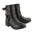 Milwaukee Leather MBL9313 Women's Black Leather Harness Zip-Up Motorcycle Rider Boots w/ Back Laces