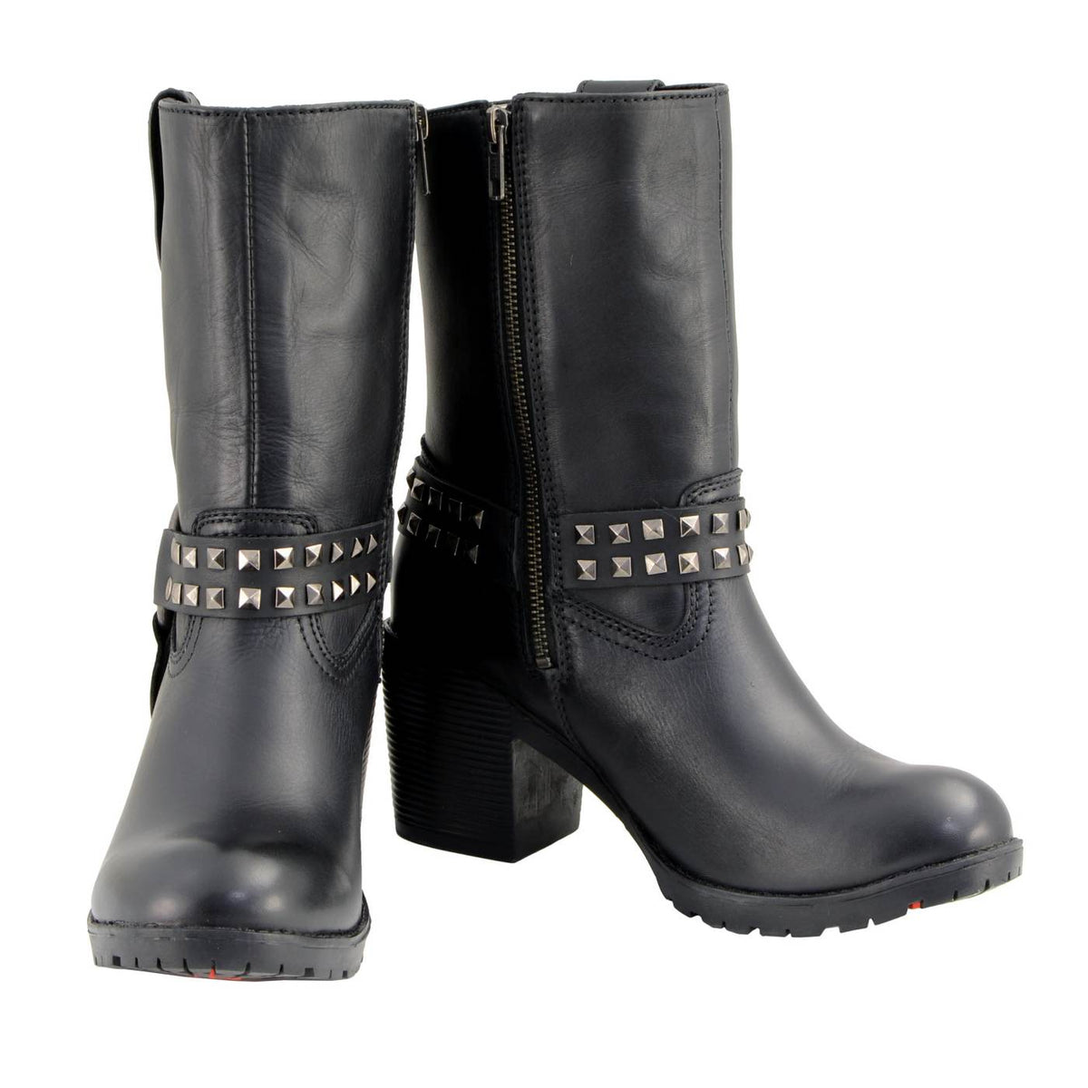 Milwaukee Leather Women’s Black Leather Harness Motorcycle Boots MBL9314