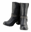 Milwaukee Leather Women’s Black Leather Harness Motorcycle Boots MBL9314