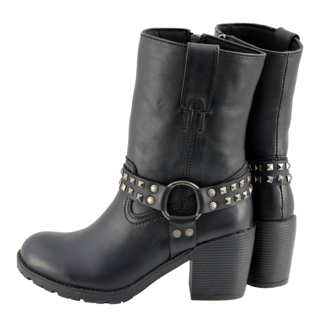Milwaukee Leather Women’s Black Leather Harness Motorcycle Boots MBL9314
