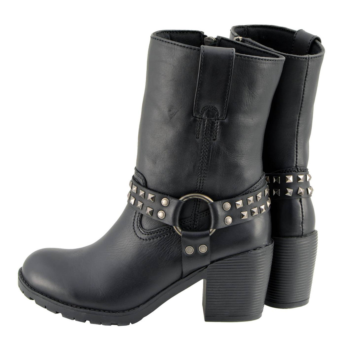 Milwaukee Leather Women’s Black Leather Harness Motorcycle Boots MBL9314