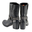 Milwaukee Leather Women’s Black Leather Harness Motorcycle Boots MBL9314