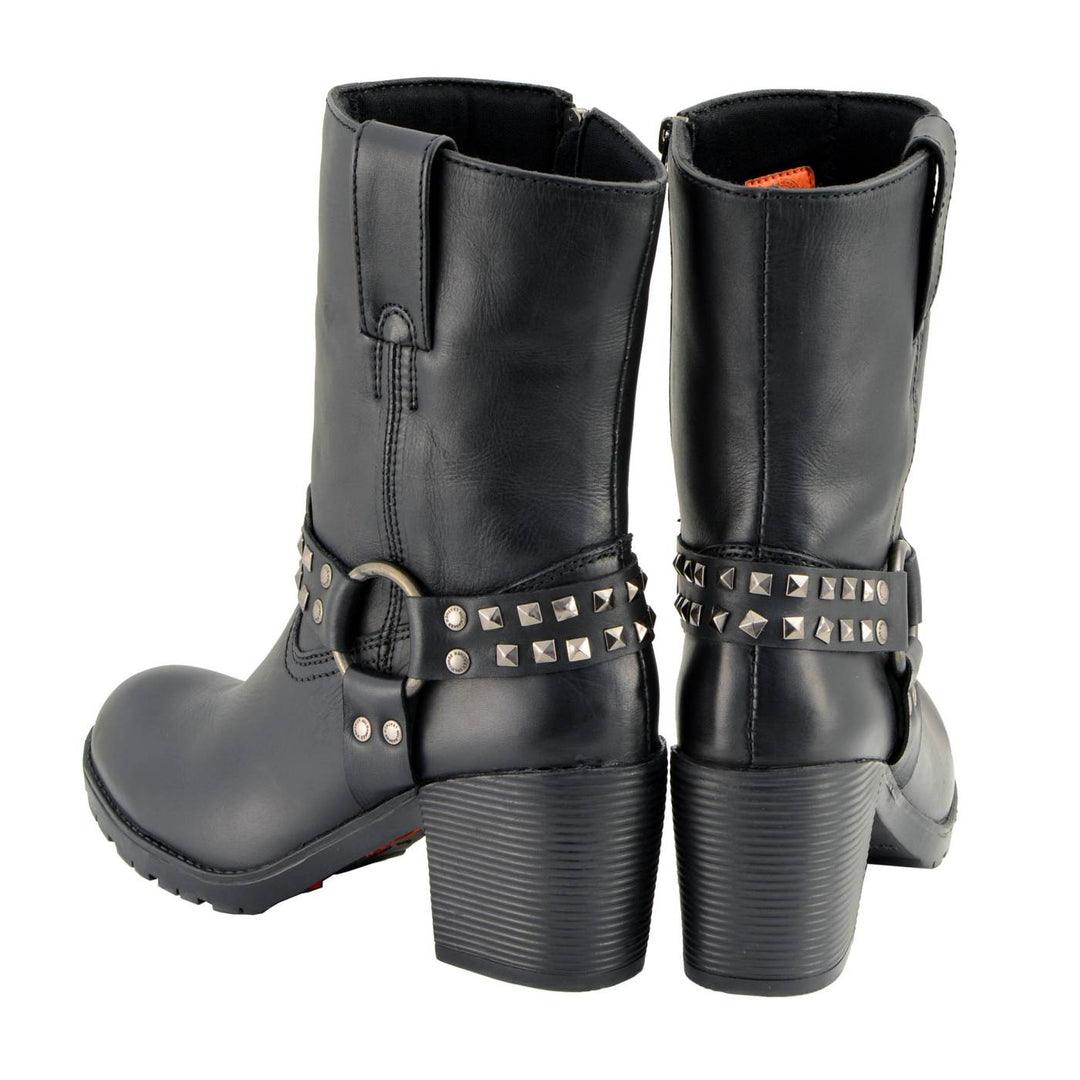 Milwaukee Leather Women’s Black Leather Harness Motorcycle Boots MBL9314