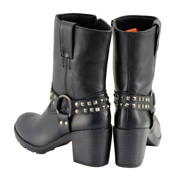 Milwaukee Leather Women’s Black Leather Harness Motorcycle Boots MBL9314