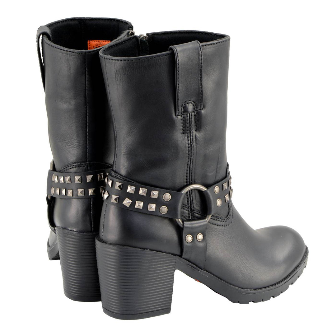Milwaukee Leather Women’s Black Leather Harness Motorcycle Boots MBL9314