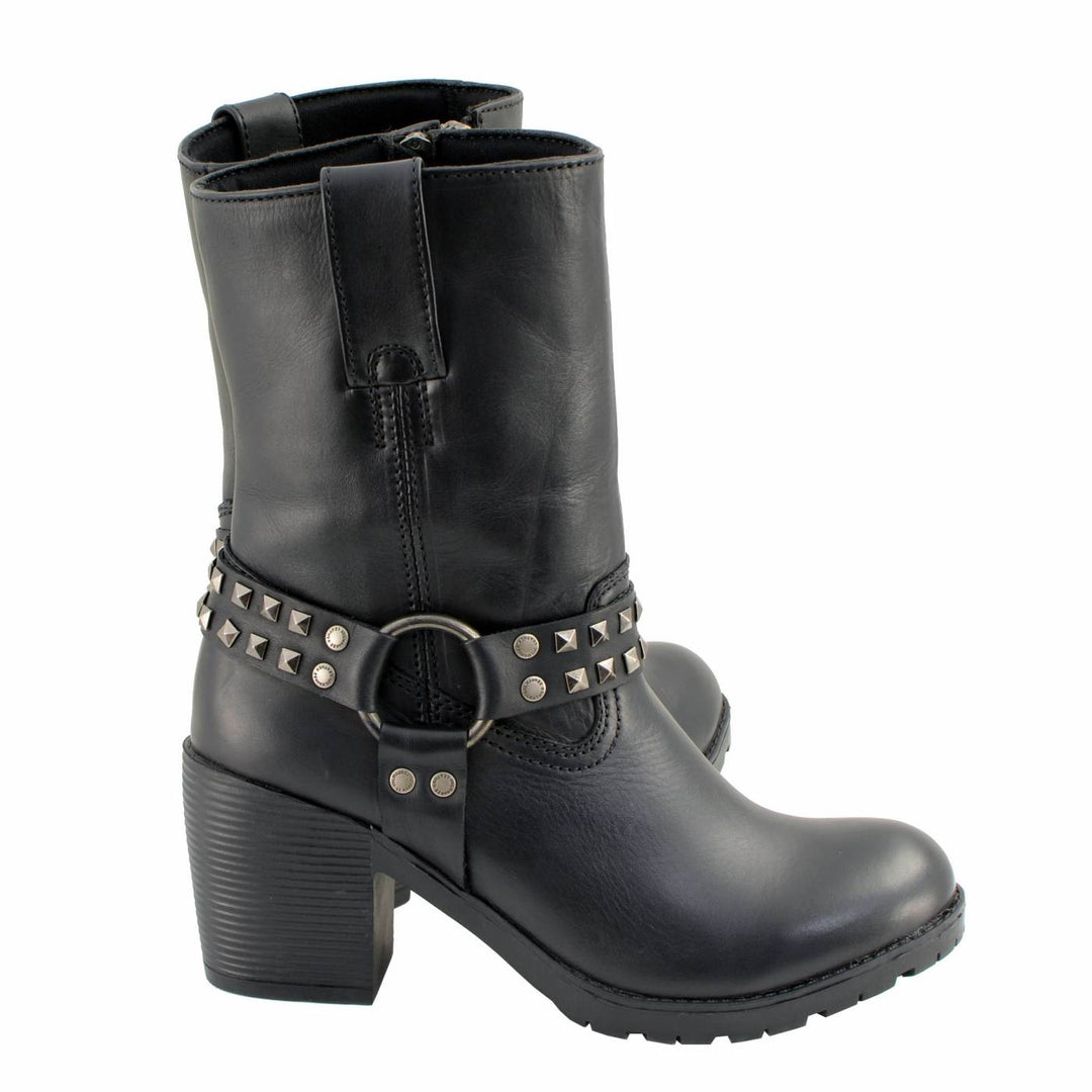 Milwaukee Leather Women’s Black Leather Harness Motorcycle Boots MBL9314