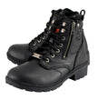 Milwaukee Leather MBL9320 Women's Premium Black Leather Lace-Up Motorycle Riding Boots with Side Zipper