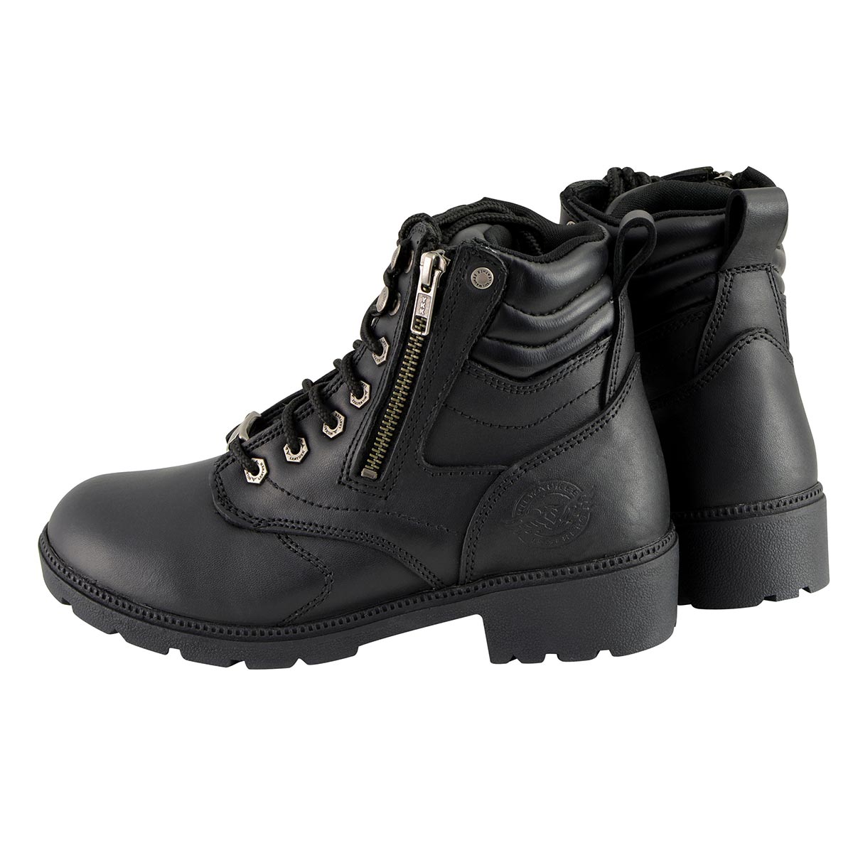 Milwaukee Leather MBL9320 Women's Premium Black Leather Lace-Up