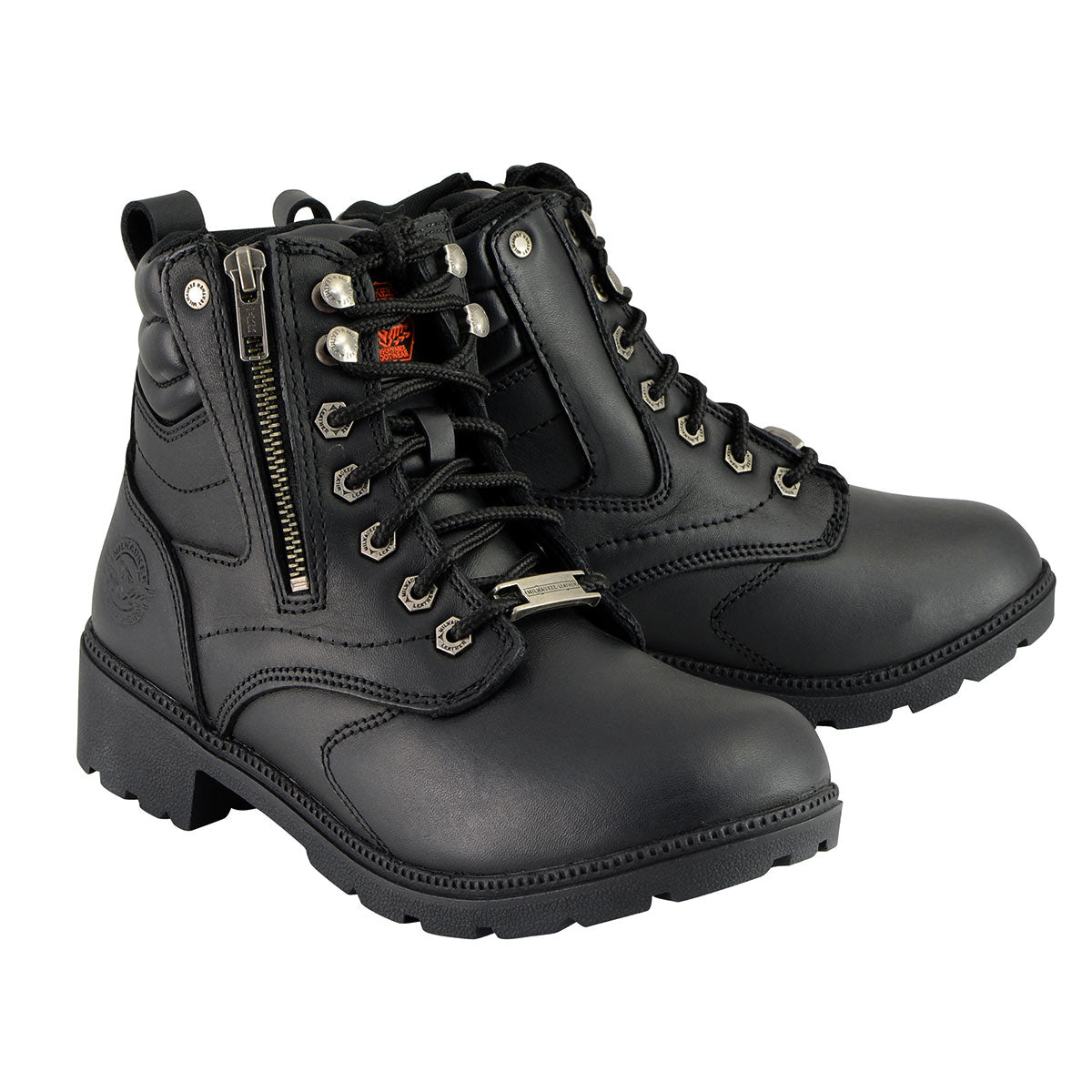 Milwaukee Leather Women's Bruiser Premium Black Leather Lace-Up Fashio – Hot Leathers