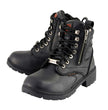Milwaukee Leather MBL9321WP Women's Black Waterproof Lace-Up Motorcycle Biker Rider Boots w/ Side Zipper