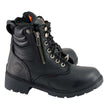 Milwaukee Leather MBL9321WP Women's Black Waterproof Lace-Up Motorcycle Biker Rider Boots w/ Side Zipper