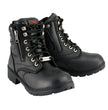 Milwaukee Leather MBL9321WP Women's Black Waterproof Lace-Up Motorcycle Biker Rider Boots w/ Side Zipper