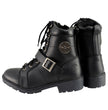 Milwaukee Leather MBL9325 Women's Premium Black Lace-Up Classic Leather Motorcycle Biker Boots w/ Side Zipper