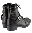 Milwaukee Leather MBL9325 Women's Premium Black Lace-Up Classic Leather Motorcycle Biker Boots w/ Side Zipper