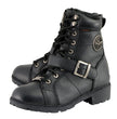 Milwaukee Leather MBL9326WP Women's Premium Black Leather Lace-Up Waterproof Motorcyle Rider Boots