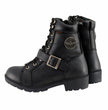 Milwaukee Leather MBL9326WP Women's Premium Black Leather Lace-Up Waterproof Motorcyle Rider Boots