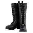 Milwaukee Leather Women's Wide-Width Black 14-inch Lace-Up High-Rise Leather Biker Rider Boots with Calf Buckle MBL9355W