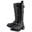 Milwaukee Leather Women's Wide-Width Black 14-inch Lace-Up High-Rise Leather Biker Rider Boots with Calf Buckle MBL9355W