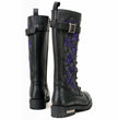 Milwaukee Leather MBL9357 Women's Black 14” Tall Motorcycle Boots Lace-Up High-Rise Purple Embroidered Leather Shoe