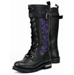Milwaukee Leather MBL9357 Women's Black 14” Tall Motorcycle Boots Lace-Up High-Rise Purple Embroidered Leather Shoe