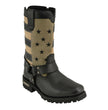 Milwaukee Leather MBL9363 Women’s Stars and Stripes Black with Tan Leather Motorcycle Rider Harness Boots